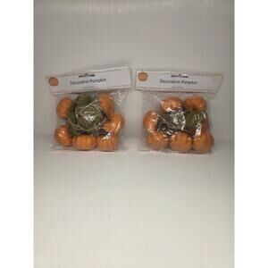 Perfect Harvest Fall Decor 6 Ft Garland Orange White Pumpkins Green Leaves Jute